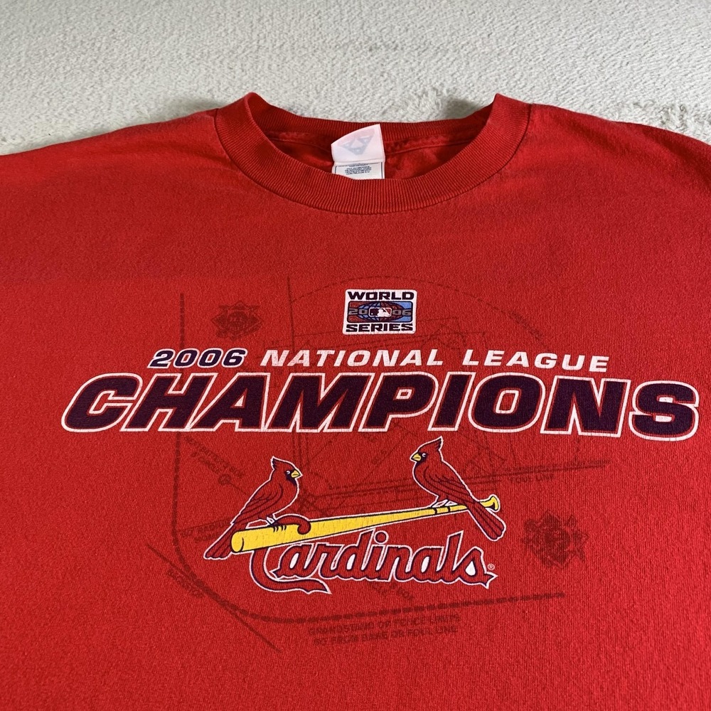 Vintage St Louis Cardinals Shirt Mens XL Red MLB Baseball Alstyle 2006 NL Champs